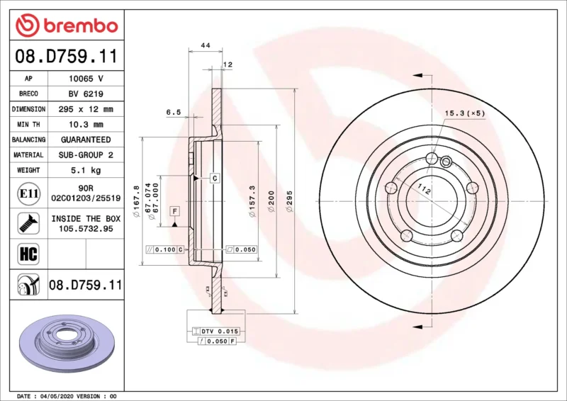 Discos de Freio Dianteiros e Traseiros Brembo - 08.D759.11 - Imagem 2