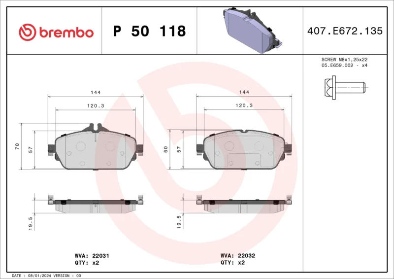 Pastilha de Freio Dianteiro Brembo Mercedes - P50118 - Imagem 4