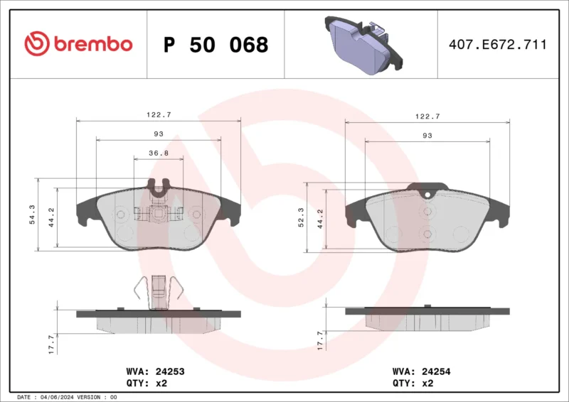 Pastilha de Freio Traseiro Brembo Mercedes - P50068 - Imagem 4