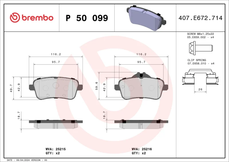 Pastilha de Freio Traseiro Brembo Mercedes - P50099 - Imagem 4