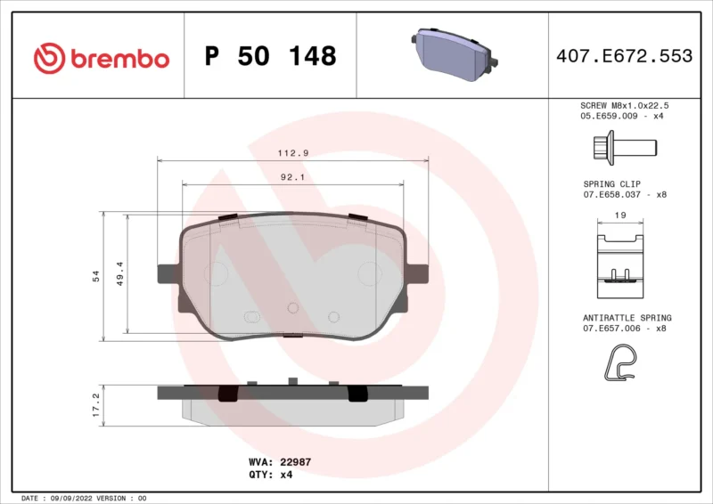 Pastilha de Freio Traseiro Brembo Mercedes - P50148 - Imagem 4