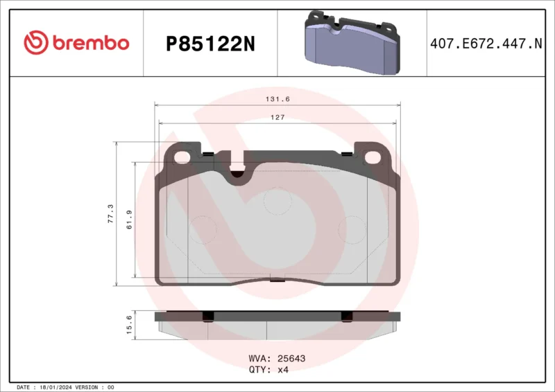 Pastilhas de Freio Dianteiras Brembo Cerâmica - P85122N - Imagem 2