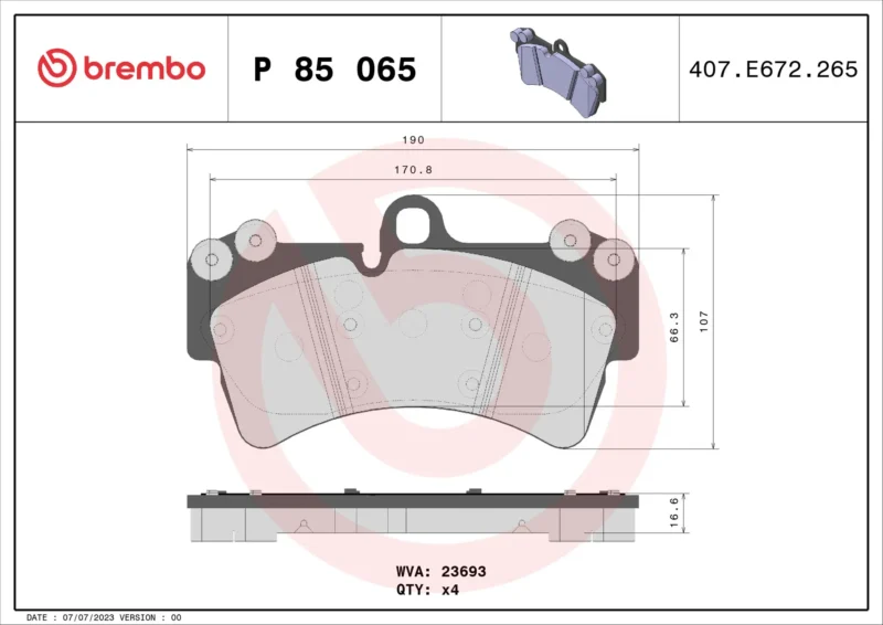 Pastilhas de Freio Dianteiras Brembo - P85065 - Imagem 4