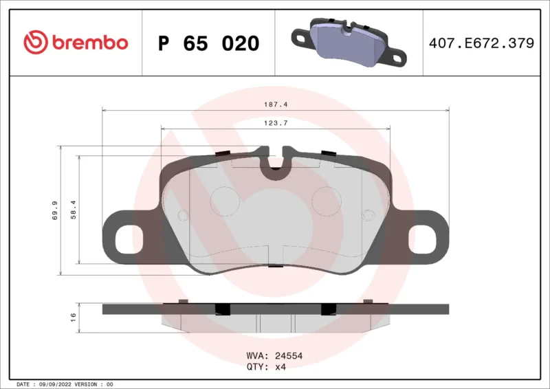 Pastilhas de Freio Traseiro Brembo Porsche - P65020 - Imagem 4