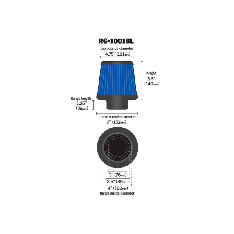 Filtro Esportivo Universal Azul - RG-1001BL - K&N - Imagem 3