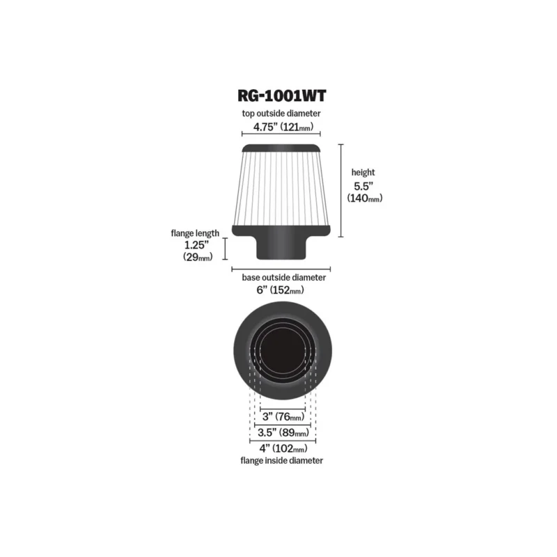 Filtro Esportivo Universal Branco/Cinza - RG-1001WT - K&N - Imagem 3