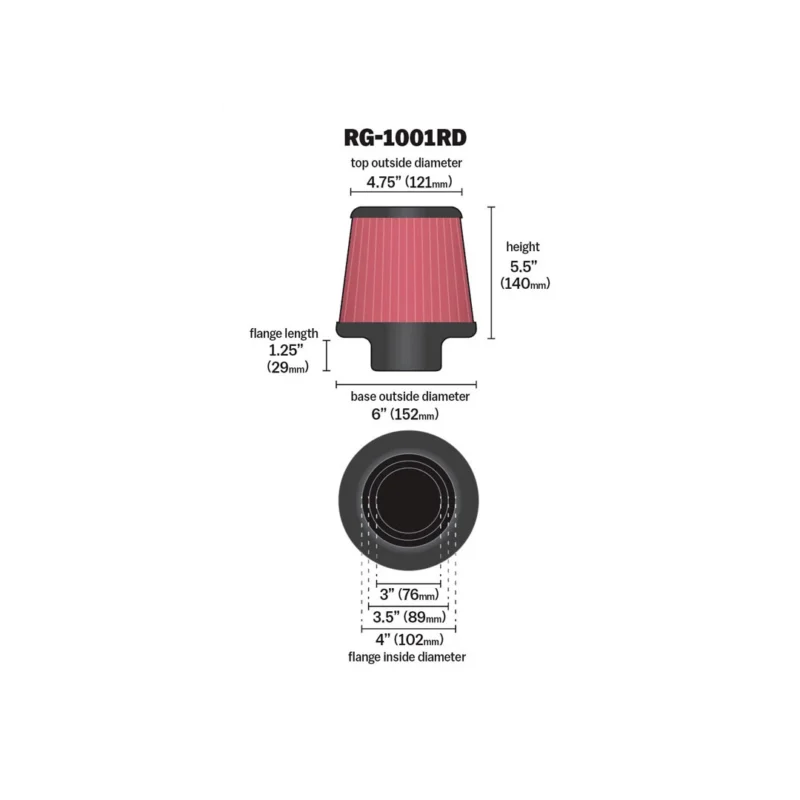 Filtro Esportivo Universal Vermelho - RG-1001RD - K&N - Imagem 6