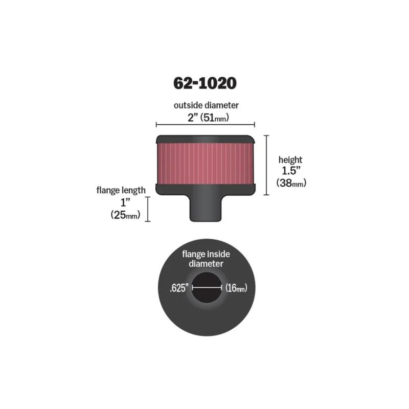 Filtro Respiro de Óleo Topo de Borracha - 62-1020 - K&N - Imagem 4