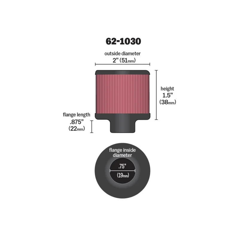 Filtro Respiro de Óleo Topo de Borracha - 62-1030 - K&N - Imagem 4