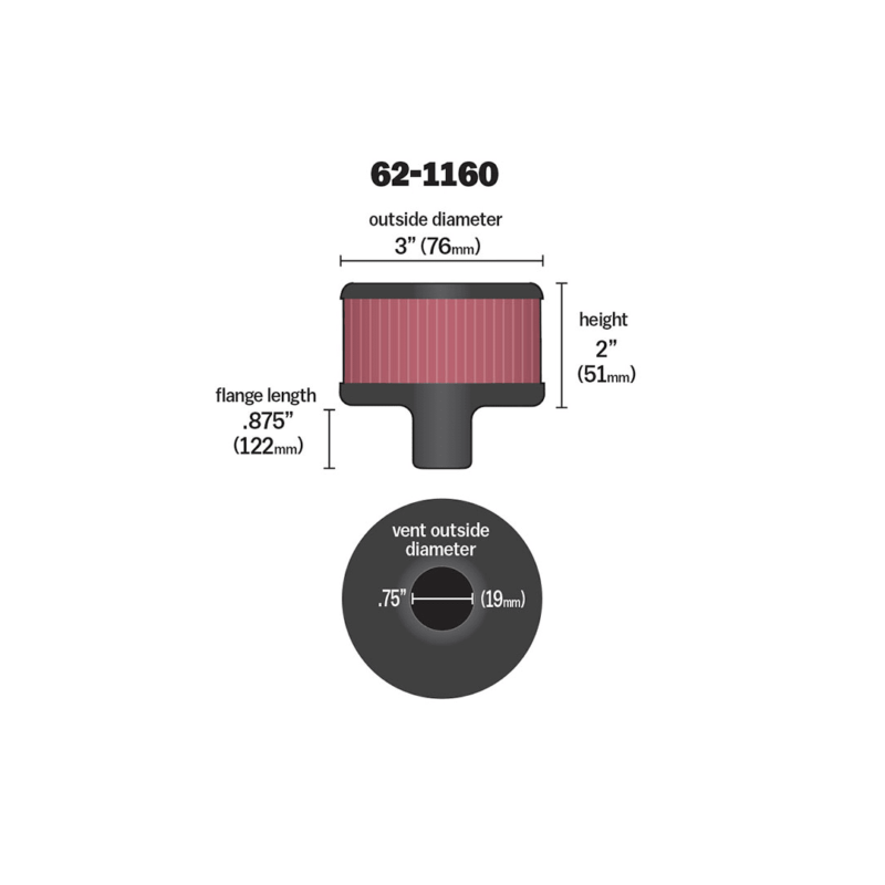 Filtro Push-In Topo de Metal - 62-1160 - K&N - Imagem 3
