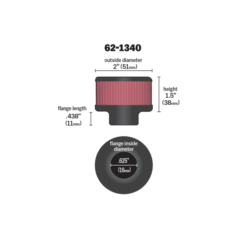 Filtro Respiro de Óleo Topo de Metal - 62-1340 - K&N - Imagem 3