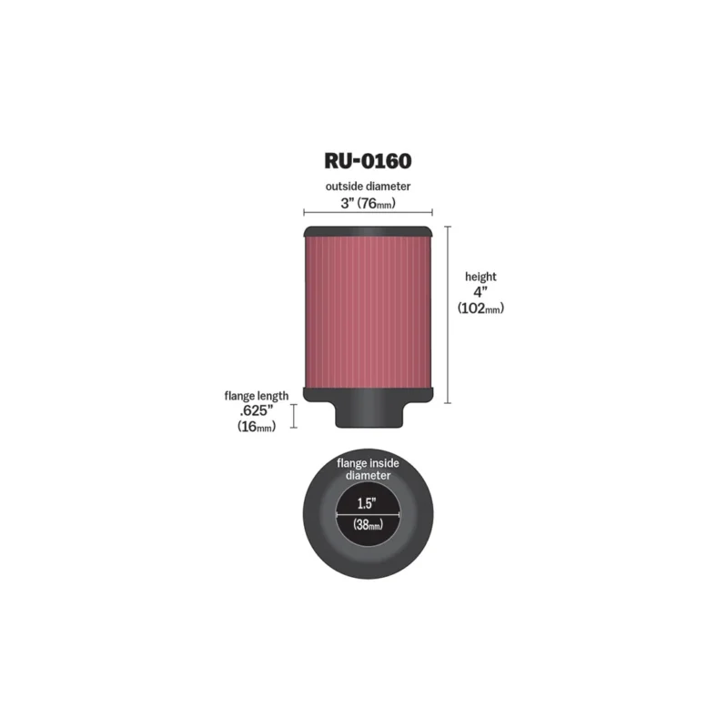 Filtro de Ar Reto RU-0160 - K&N - Imagem 2