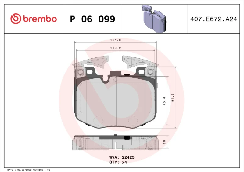 Pastilhas de Freio Dianteira Brembo BMW 330i 320i Série 5/6/7 - P06099 - Imagem 4