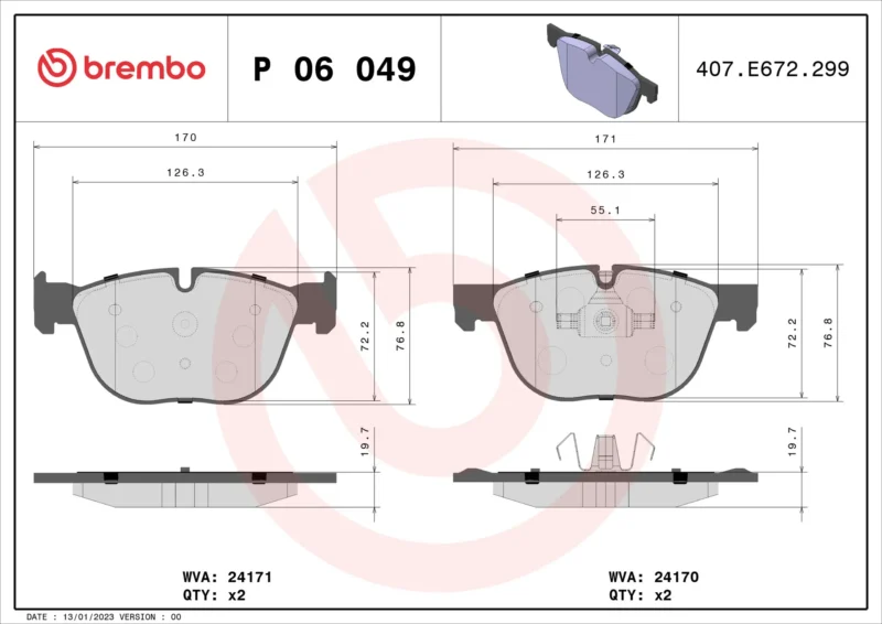 Pastilhas de Freio Dianteira Brembo BMW X5 X6 - P06049 - Imagem 4