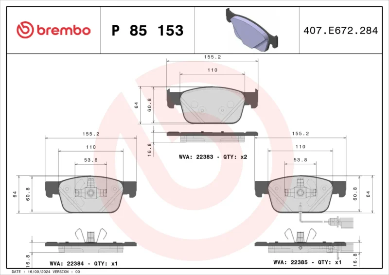 Pastilhas de Freio Dianteira Brembo  Audi A4 A5 RS5 - P85153 - Imagem 4
