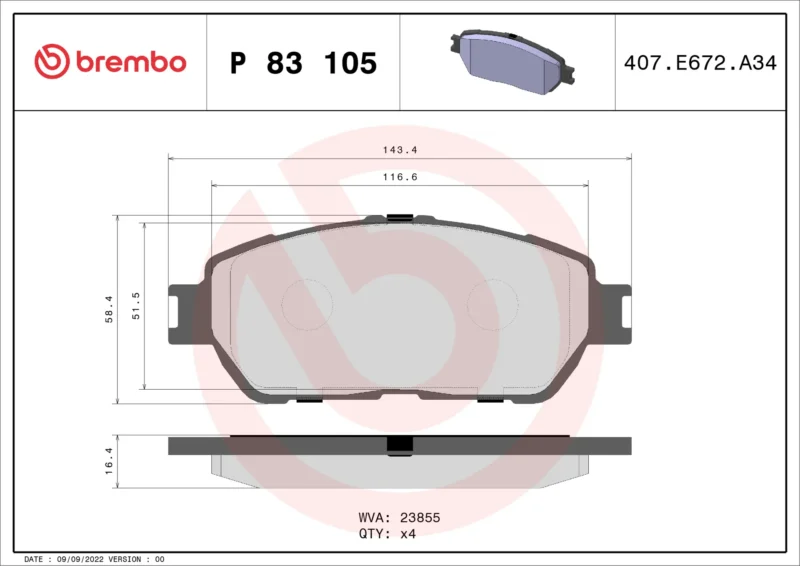 Pastilhas de Freio Dianteiras Brembo - P83105 - Imagem 4