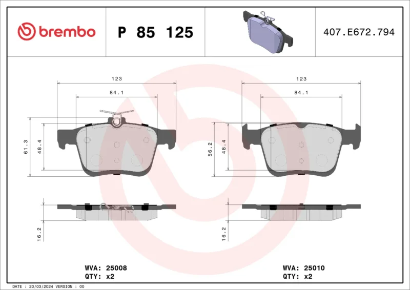 Pastilhas de Freio Traseira Brembo A3/TT Golf/Jetta - P85125 - Imagem 4