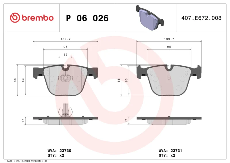 Pastilhas de Freio Traseira Brembo  BMW - P06026 - Imagem 4