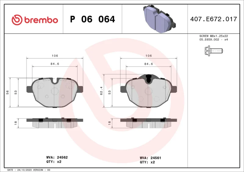 Pastilhas de Freio Traseira Brembo BMW X3 X4 - P06064 - Imagem 4