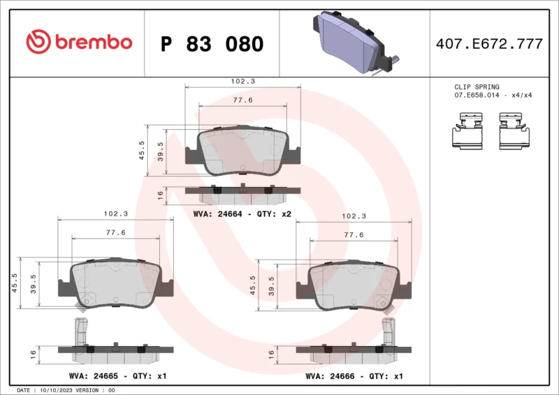 Pastilhas de Freio Traseira Brembo Toyota Corolla 15-20 - P83080 - Imagem 4