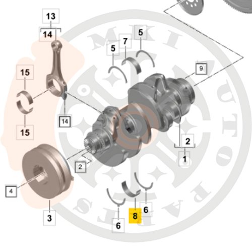 Jogo de Bronzinas Inferiores do Virabrequim (Bronzina Principal Inferior) — Porsche — 9A7-105-591-10