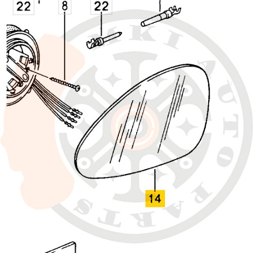 Vidro do Retrovisor Direito — Porsche 911 Carrera Coupé (993) — 965-731-038-01